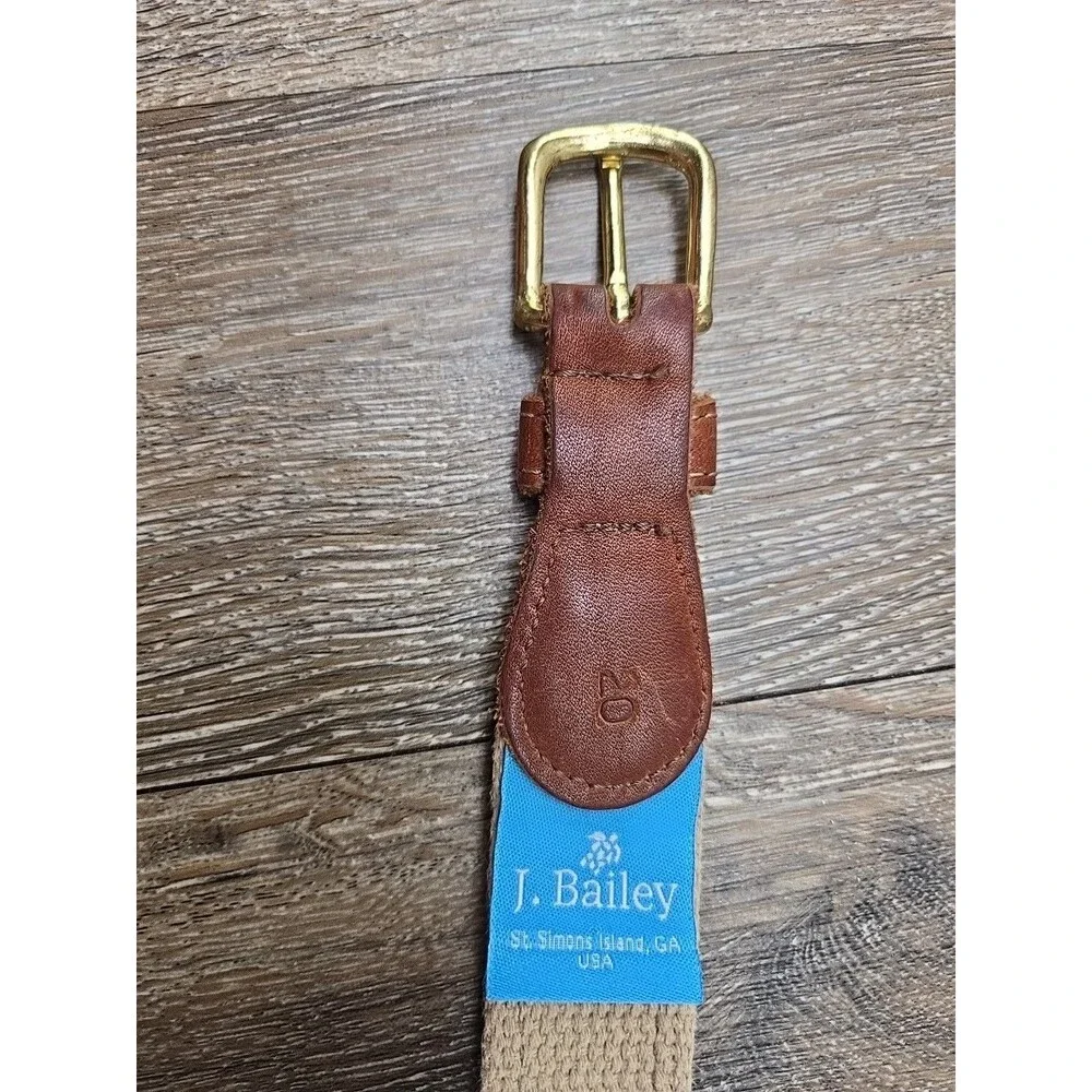 J. Bailey Buddy Belt Brown Lab Leather Canvas Ribbon Belt - 20 Inches